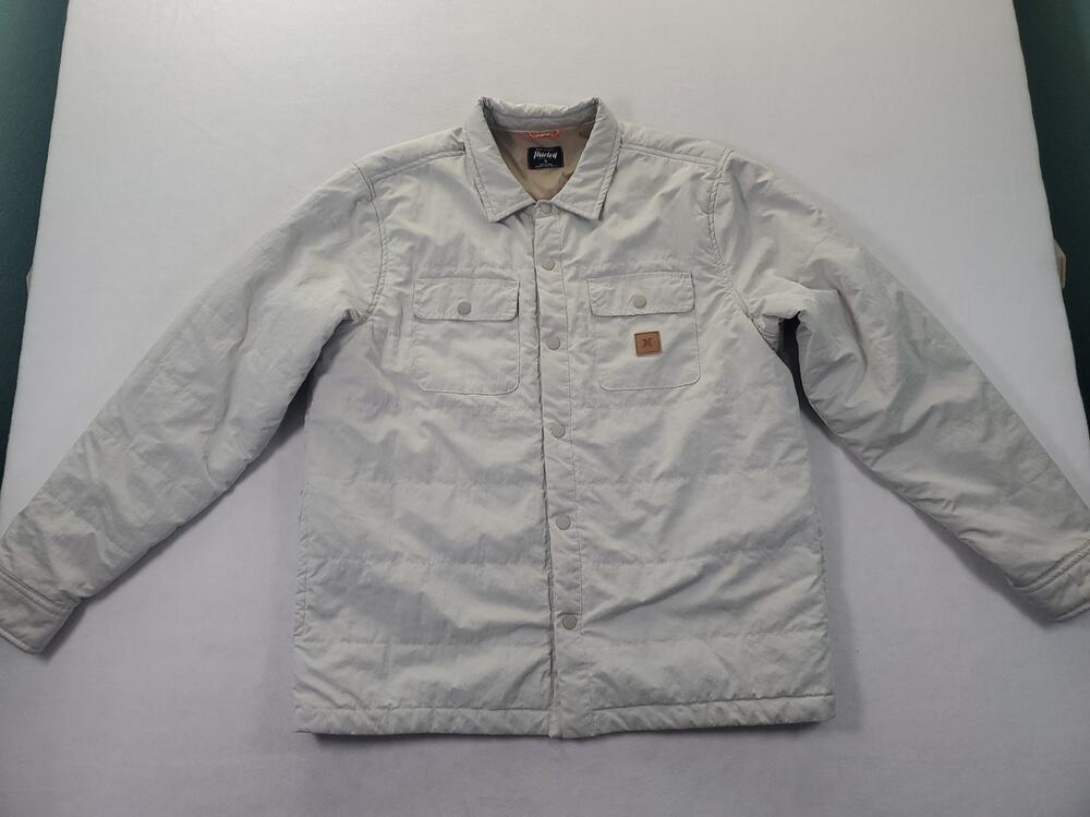 Men's HURLEY Santa Cruz Quilted Lined Shirt Jacket-Bone Color-Size Medium